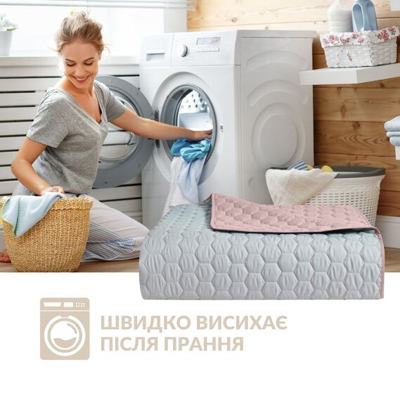 Покрывало на кровать Silhouette 240x260 IDEIA двухстороннее, прочная стежка ткани, антиаллергенное волоконо м’ята , фото 8