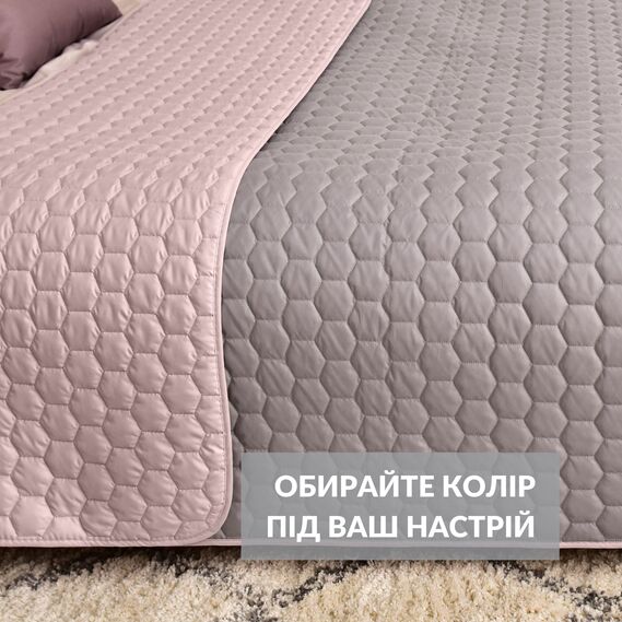 Покривало на ліжко Silhouette 240x260 IDEIA двосторонне, міцна стібка тканини, антиалергенне волокно беж, фото 3