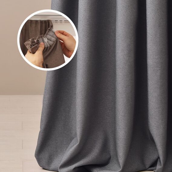 Curtain set 2 pcs Burlap Linen 200х270 cm, curtains, curtains, drapes зі шторною тасьмою графіт, фото 1