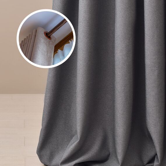 Комплект штор 2 шт Мішковина Льон 250х270 см, штори, гардини, портьєри з люверсами графіт №125, фото 1