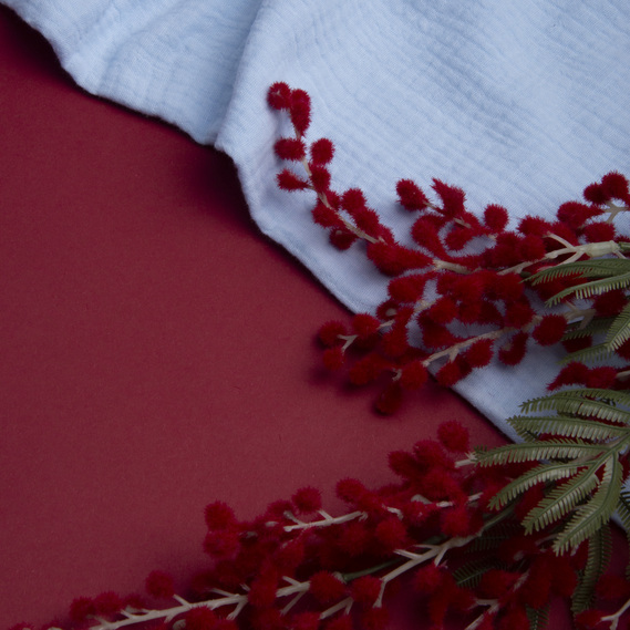 Тканина бавовняна платтяна Муслін 135 см, 125 г/м2 для суконь, блузок, спідниць, халатів, костюмів блакитна, фото 3