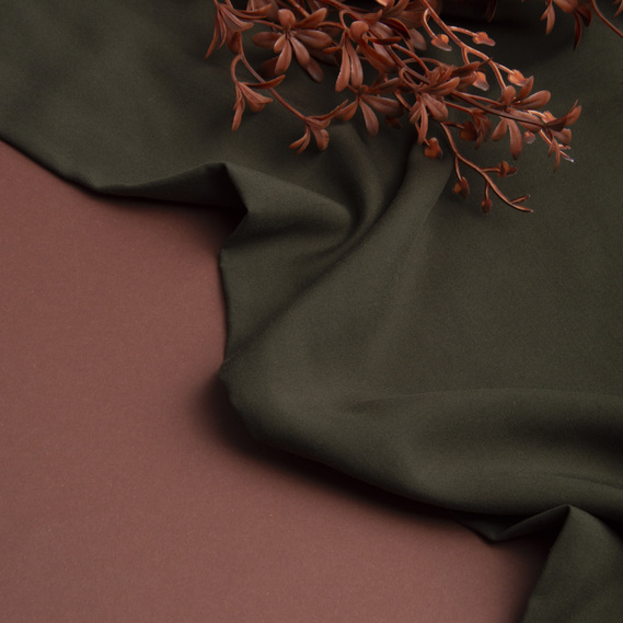 Тканина віскоза плательна штапель Дороті, 145 см, 120 гр/м2, для суконь, блузок, спідниць т/хакі, фото 3