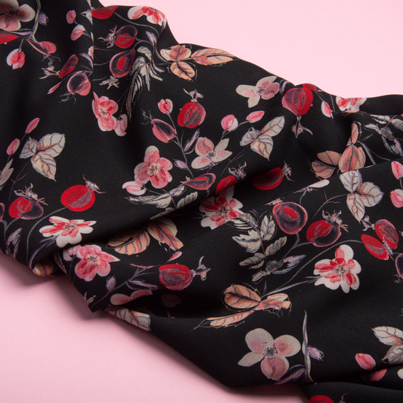 Clothing fabric "Super soft" 65 g/m², lightweight, delicate, polyester шипшина чорна, фото 3