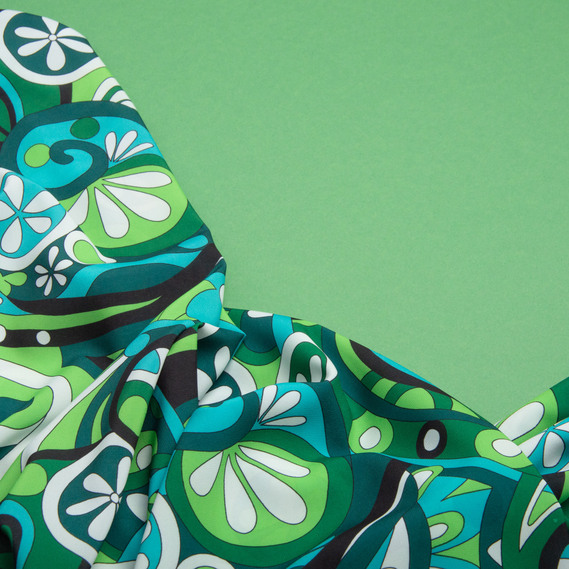 Clothing fabric "Super soft" 65 g/m², lightweight, delicate, polyester вітраж зелена, фото 3