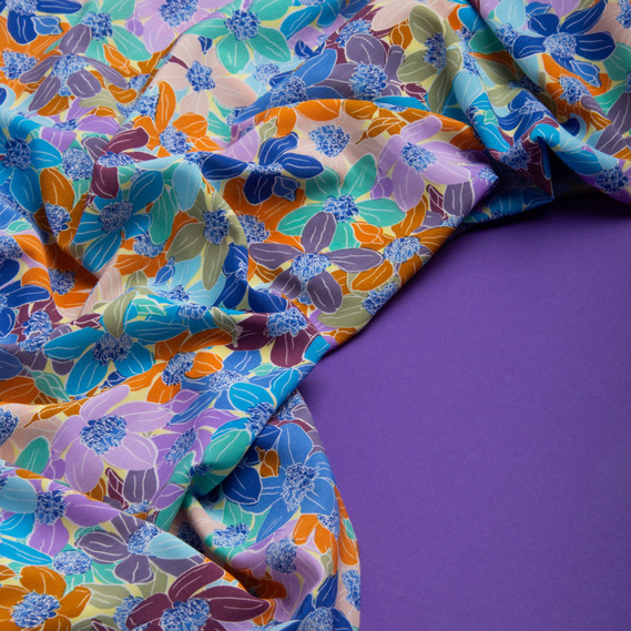 Clothing fabric "Super soft" 65 g/m², lightweight, delicate, polyester квітковий рай, фото 3