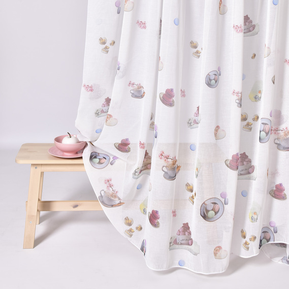 Ткань тюль набивная Макарунс V-01, фото 1 Ткань тюль набивная Макарунс V-01, фото 1