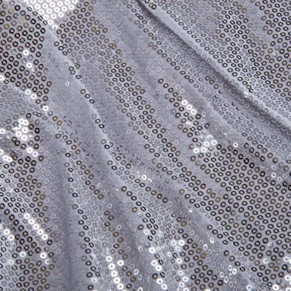 Трикотаж пайетка 228 гр/м2, блестящая, блестящая ткань для вечерней одежды срібло на білому, фото 2