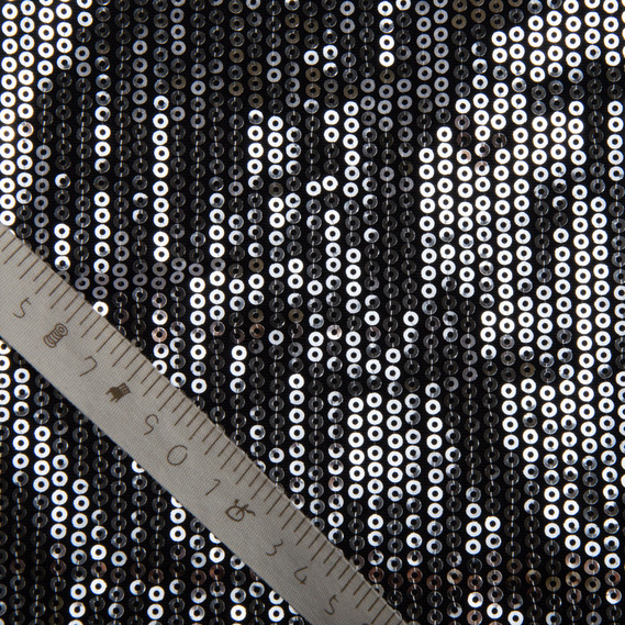 Трикотаж пайетка 228 гр/м2, блестящая, блестящая ткань для вечерней одежды срібло на чорному, фото 4 Трикотаж пайетка 228 гр/м2, блестящая, блестящая ткань для вечерней одежды срібло на чорному, фото 4
