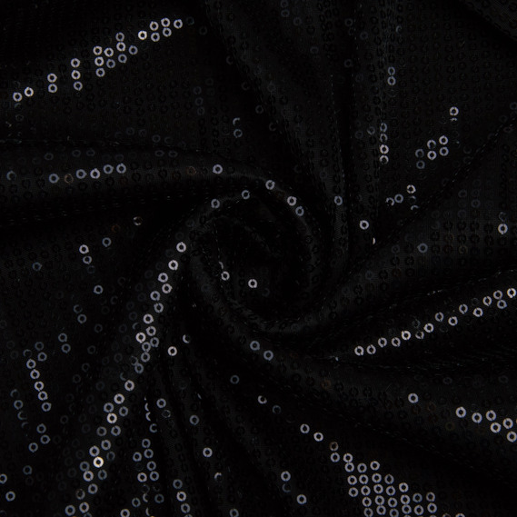 Трикотаж пайетка 228 гр/м2, блестящая, блестящая ткань для вечерней одежды чорна, фото 1 Трикотаж пайетка 228 гр/м2, блестящая, блестящая ткань для вечерней одежды чорна, фото 1