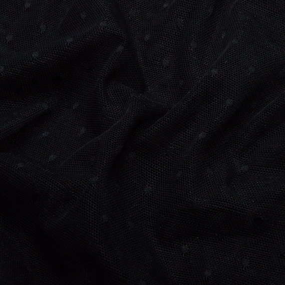 Mesh fabric knitted black polka dots 55 g/m2, фото 2