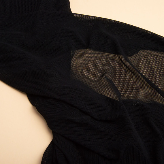 Ткань трикотажная сетка Dilva, эластичная ткань черная, фото 3