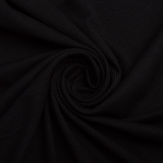 Тканина трикотаж для одягу віскоза Рубчик Dino, натуральна тканина 240 гр/м2 чорна, фото 1 Тканина трикотаж для одягу віскоза Рубчик Dino, натуральна тканина 240 гр/м2 чорна, фото 1