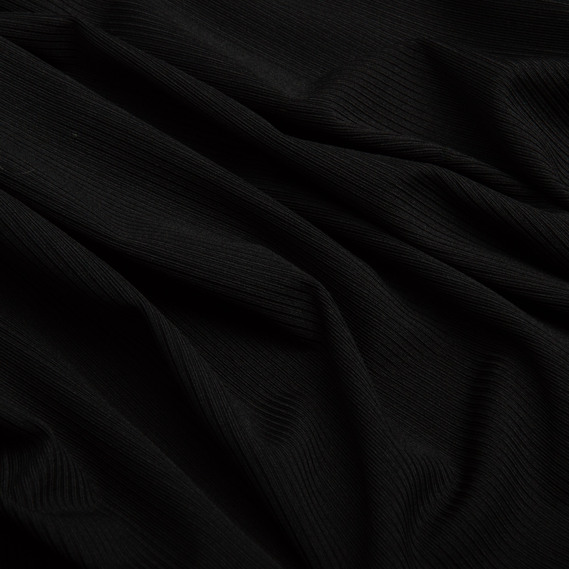 Ткань трикотаж для одежды Рубчик 260 гр/м2, трикотажная ткань чорна, фото 2