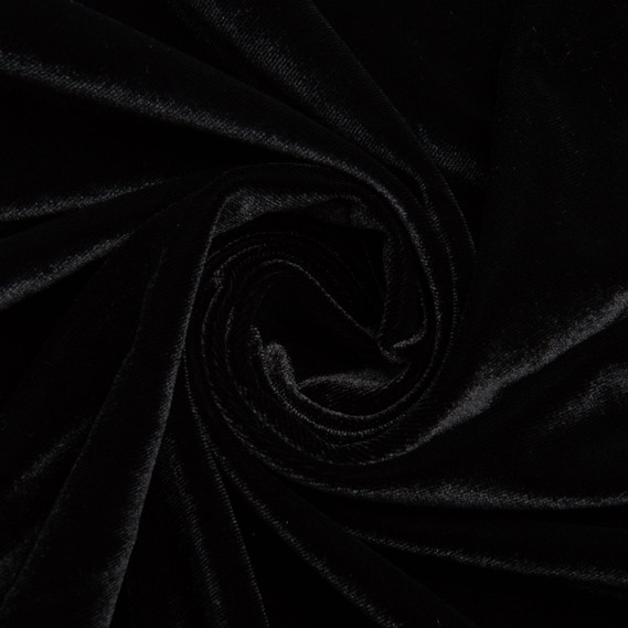Тканина костюмна оксамитова, оксамит, блискуча тканина плательна стрейчева 300 гр/м2 чорна, фото 1