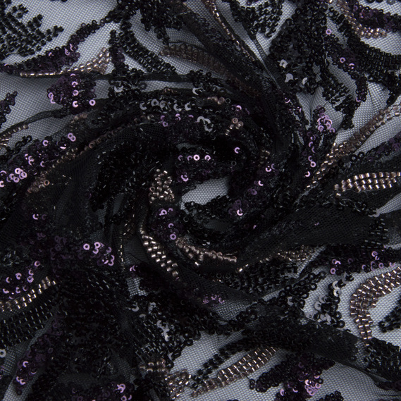 Тканина гіпюр бісер Мілан, ошатна тканина, тканина для вечірніх суконь, блискуча тканина чорна, фото 1 Тканина гіпюр бісер Мілан, ошатна тканина, тканина для вечірніх суконь, блискуча тканина чорна, фото 1