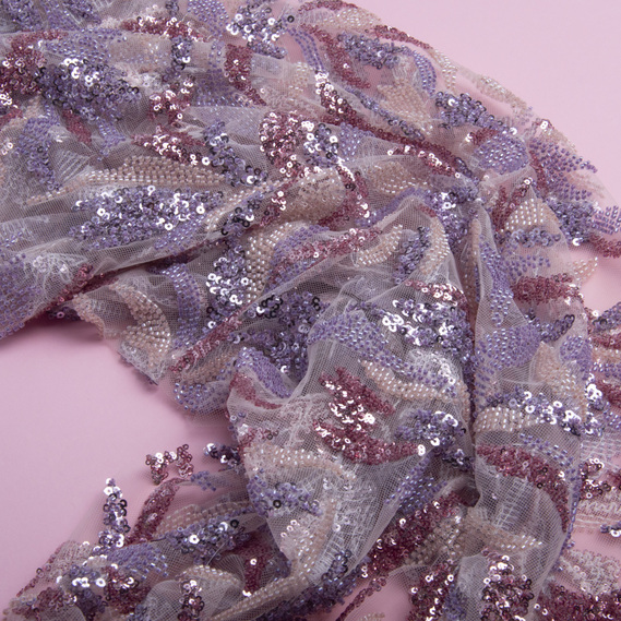 Ткань гипюр бисер Милан, нарядная ткань, ткань для вечерних платьев, блестящая ткань пудра, фото 2 Ткань гипюр бисер Милан, нарядная ткань, ткань для вечерних платьев, блестящая ткань пудра, фото 2