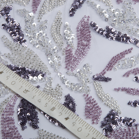 Ткань гипюр бисер Милан, нарядная ткань, ткань для вечерних платьев, блестящая ткань лілова, фото 5 Ткань гипюр бисер Милан, нарядная ткань, ткань для вечерних платьев, блестящая ткань лілова, фото 5