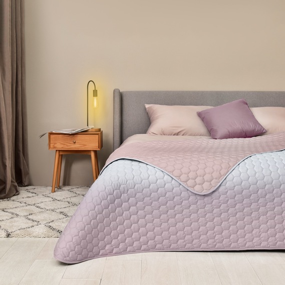 Покривало на ліжко Silhouette 240x260 IDEIA двосторонне, міцна стібка тканини, антиалергенне волокно пудра, фото 1