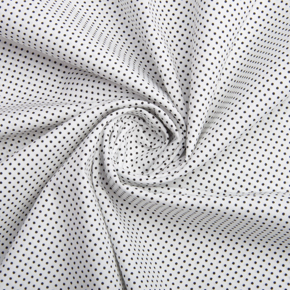 Тканина поплин бавовна, натуральна тканина горошок біла, фото 1