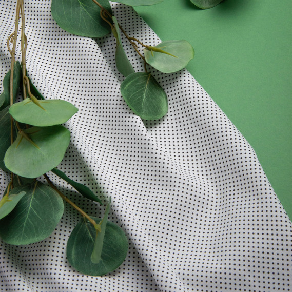 Тканина поплин бавовна, натуральна тканина горошок біла, фото 3