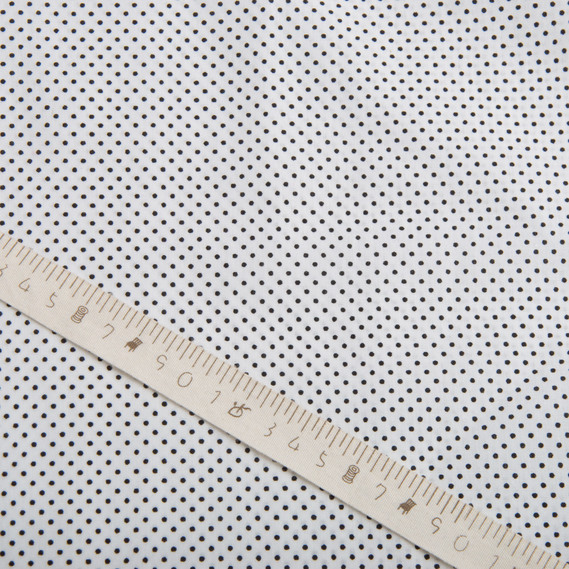 Тканина поплин бавовна, натуральна тканина горошок біла, фото 4