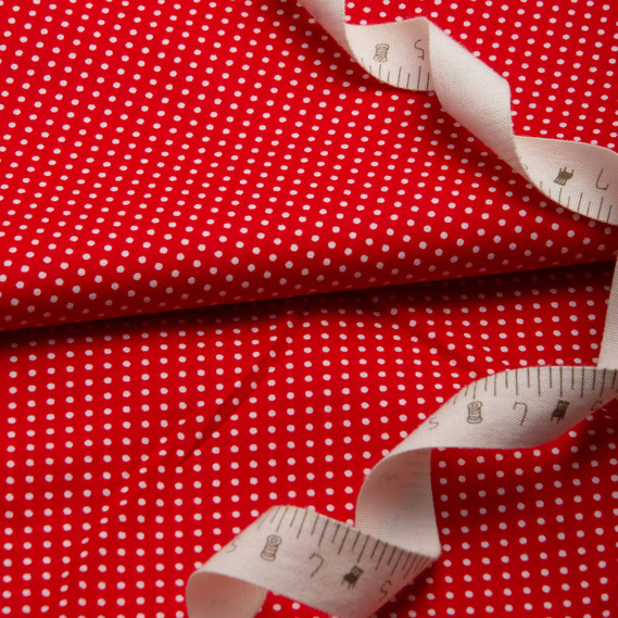 Ткань поплин, хлопок, натуральная ткань горошок червона, фото 3