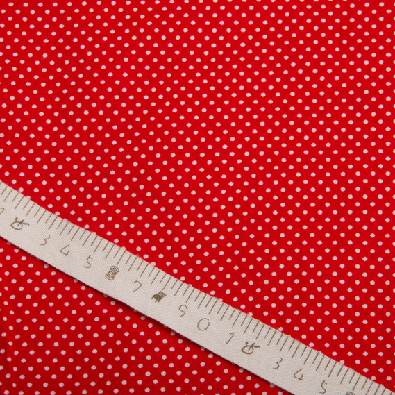 Ткань поплин, хлопок, натуральная ткань горошок червона, фото 4