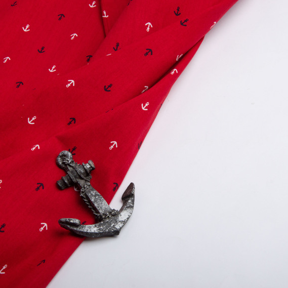 Stretch poplin fabric якір червона, фото 3