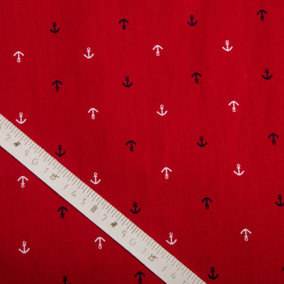 Stretch poplin fabric якір червона, фото 4