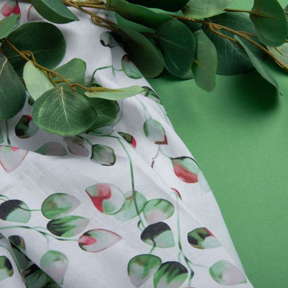 Тканина Батист Листочок, бавовна, натуральна тканина для одягу, бавовна зелена, фото 3