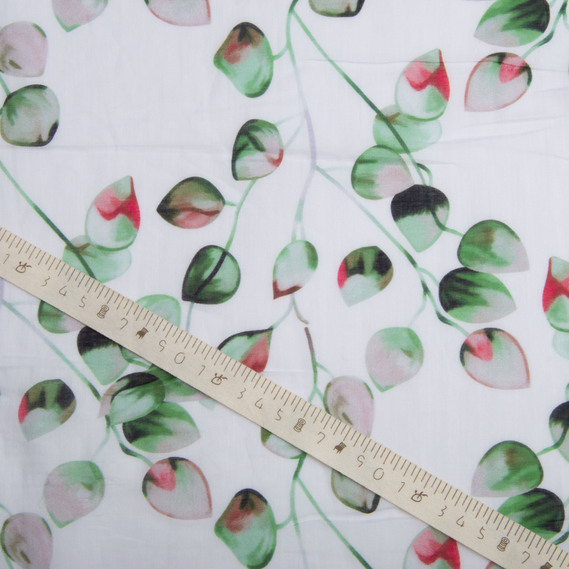 Тканина Батист Листочок, бавовна, натуральна тканина для одягу, бавовна зелена, фото 4