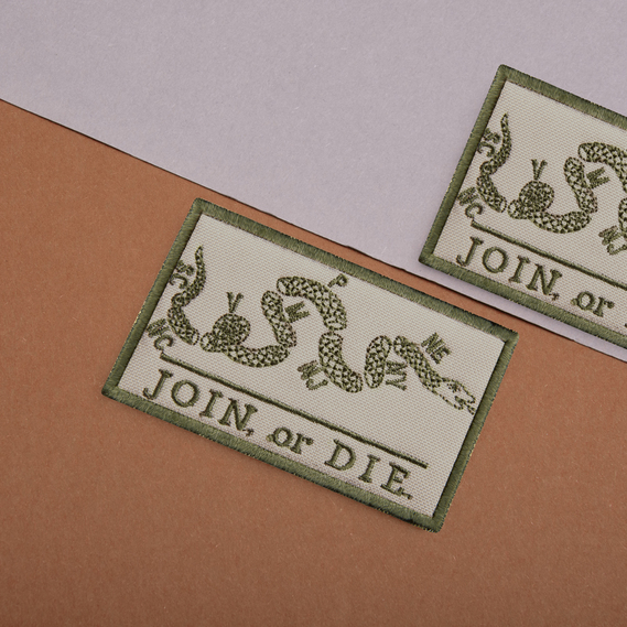 Набор шевронов 2 шт с липучкой JOIN or DIE, ПРИСОЕДИНЯЙСЯ или УМРИ шеврон хаки, вышитый патч нашивка 5х8 см, фото 7