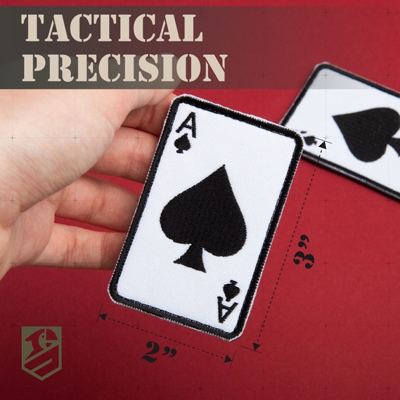 Набір шевронів 2 шт з липучкою Карта Туз Пік, Ace of Spades 5х8 см білий, вишитий патч нашивка, тактичний шеврон, фото 2 Набір шевронів 2 шт з липучкою Карта Туз Пік, Ace of Spades 5х8 см білий, вишитий патч нашивка, тактичний шеврон, фото 2