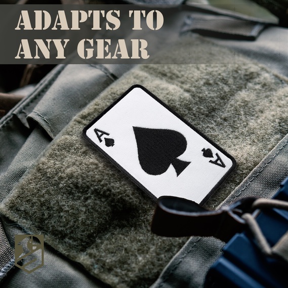 Набір шевронів 2 шт з липучкою Карта Туз Пік, Ace of Spades 5х8 см білий, вишитий патч нашивка, тактичний шеврон, фото 7 Набір шевронів 2 шт з липучкою Карта Туз Пік, Ace of Spades 5х8 см білий, вишитий патч нашивка, тактичний шеврон, фото 7
