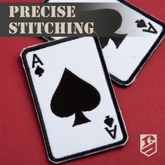 Набір шевронів 2 шт з липучкою Карта Туз Пік, Ace of Spades 5х8 см білий, вишитий патч нашивка, тактичний шеврон, фото 8 Набір шевронів 2 шт з липучкою Карта Туз Пік, Ace of Spades 5х8 см білий, вишитий патч нашивка, тактичний шеврон, фото 8