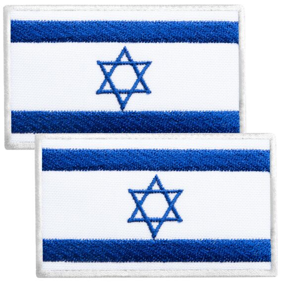 Набор шевронов 2 шт с липучкой Флаг Израиля, Израиль, вышитый патч нашивка шеврон 5х8 см, фото 1