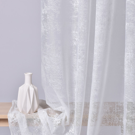 Ткань тюль жаккард Melisa V-01 молоко, фото 3 Ткань тюль жаккард Melisa V-01 молоко, фото 3