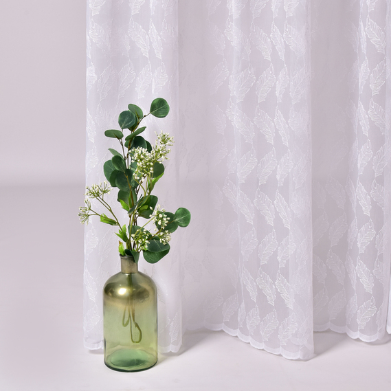 Ткань тюль сетка с вышивкой Листочек V-beyaz , фото 3