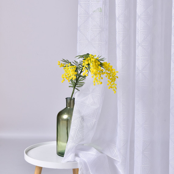 Ткань тюль сетка с вышивкой V-01 біле, фото 3 Ткань тюль сетка с вышивкой V-01 біле, фото 3