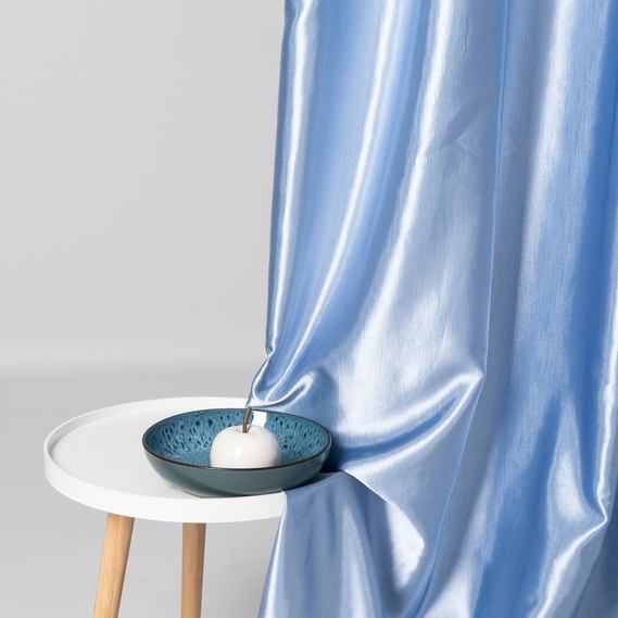 Тканина портьєрна однотонна Шанзаліза, шторна тканина, тканина для штор, штори, портьєри, гардіни, тканина для гардин V-136 блакитна, фото 3