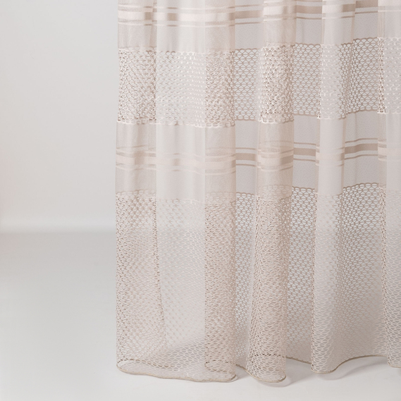 Ткань тюль жаккард Соты V-J1440 беж, фото 1 Ткань тюль жаккард Соты V-J1440 беж, фото 1