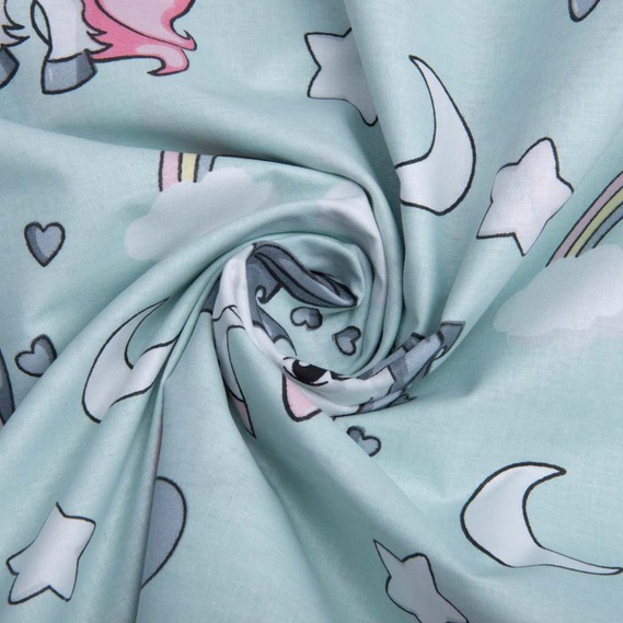 Ranfors coarse calico fabric 8919 Єдиноріг м`ята, фото 1