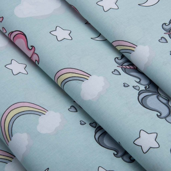 Ranfors coarse calico fabric 8919 Єдиноріг м`ята, фото 2