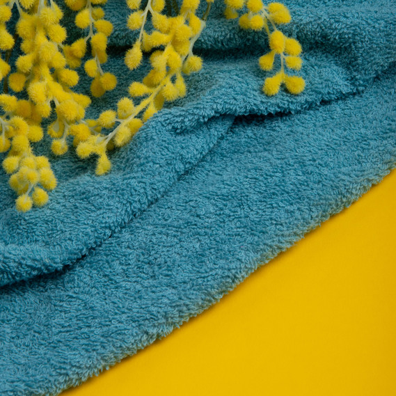 Махрове полотно бавовна 430 гр/м2, махра, бавовна, тканина рушникова, для халатів, махрова натуральна бірюзово/блакитний, фото 3