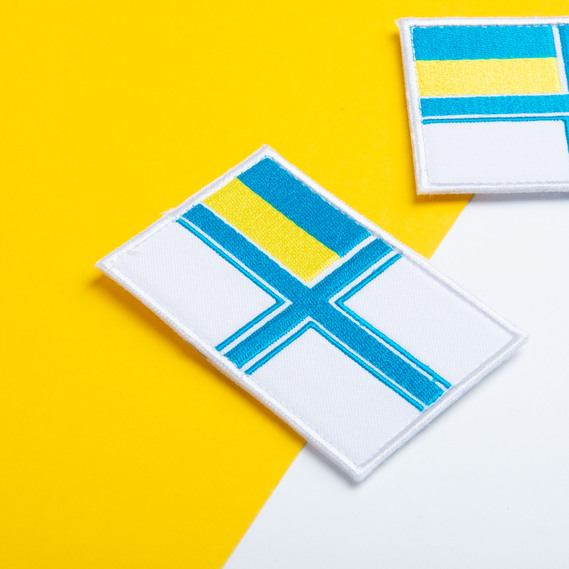 Набір шевронів 2 шт на липучці Прапор ВМС України 9х6 см, вишитий патч нашивка, шеврон, липучка, фото 3