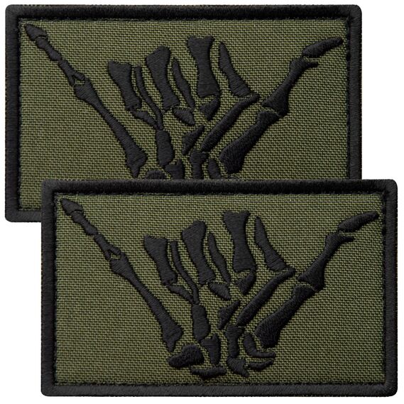 2Pcs Subdued Shaka Hand Patch, Embroidered Skeleton Shaka Hand, Aloha Tactical Patches for Military Backpack, Tactical Vest, Military Helmet, Dog Vest Harness, Hook and Loop Aloha, Surf Patch, 2x3", фото 1 2Pcs Subdued Shaka Hand Patch, Embroidered Skeleton Shaka Hand, Aloha Tactical Patches for Military Backpack, Tactical Vest, Military Helmet, Dog Vest Harness, Hook and Loop Aloha, Surf Patch, 2x3", фото 1