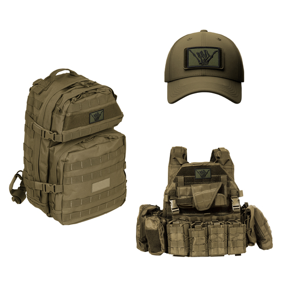 Набор шевронов 2 шт с липучкой Скелет рука, Shaka Hand, Aloha 5х8 см хакі, вышитый патч шеврон, нашивка, липучка, рука скелета, фото 3