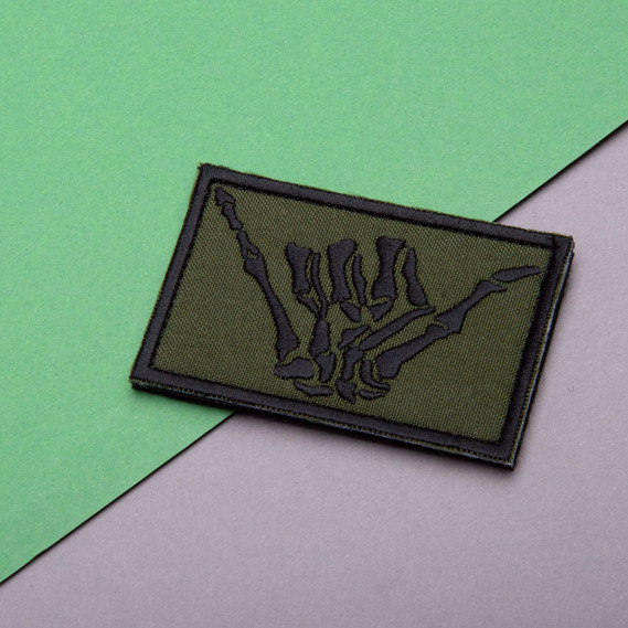 Набор шевронов 2 шт с липучкой Скелет рука, Shaka Hand, Aloha 5х8 см хакі, вышитый патч шеврон, нашивка, липучка, рука скелета, фото 9