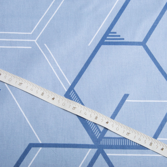 Ranfors coarse calico fabric, 130 g/m², 2.4 m 3.28816/35 Графіті блакитний, фото 4