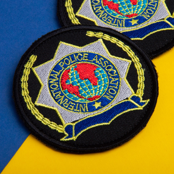 Набор шевронов 2 шт с липучкой кокарда Police Association на черном 7 см, Полиция, вышитый патч нашивка шеврон, липучка, фото 2